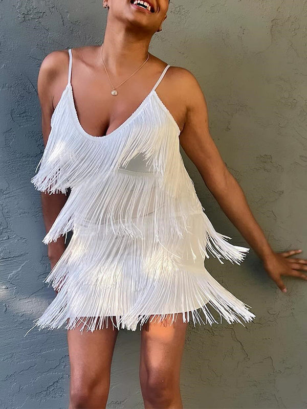 Sleeveless Tassel Mini Dress