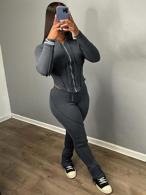 Ribbed Hoodie Top & Leggings Set