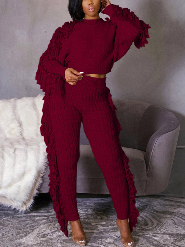 Knitted Tassel Outfit Set