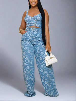 Floral Denim Set