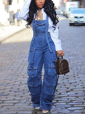 Denim Cargo Pocket Overall