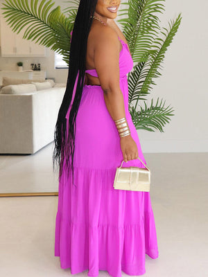 Halter Tie Waist Maxi Dress