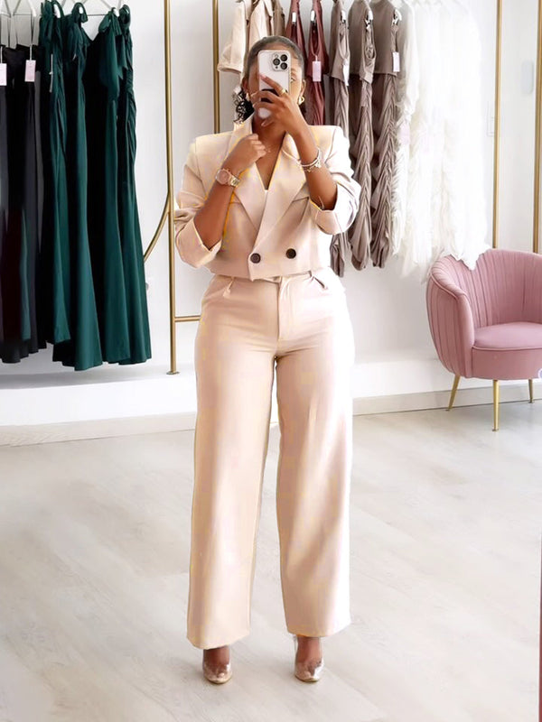 Crop Blazer Wide Leg Pants Set