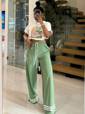 Contrast Wide Leg Pants