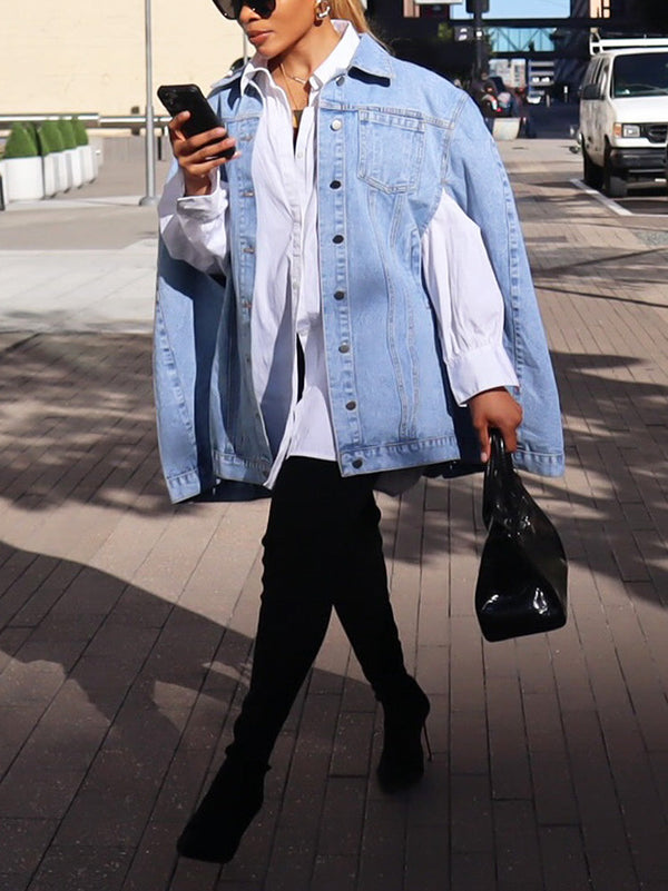 Denim Poncho Jacket