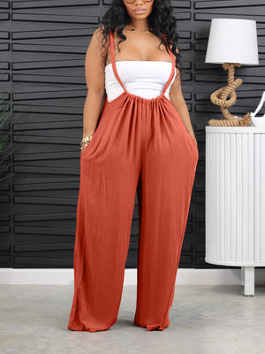 Long Strap Wide Leg Overalls