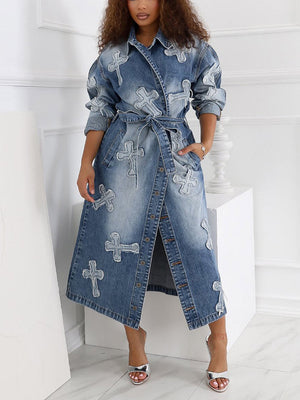 Cross Denim Trench Coat