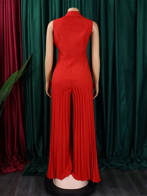 Sleeveless Tie-up Pleated Jumpsuit