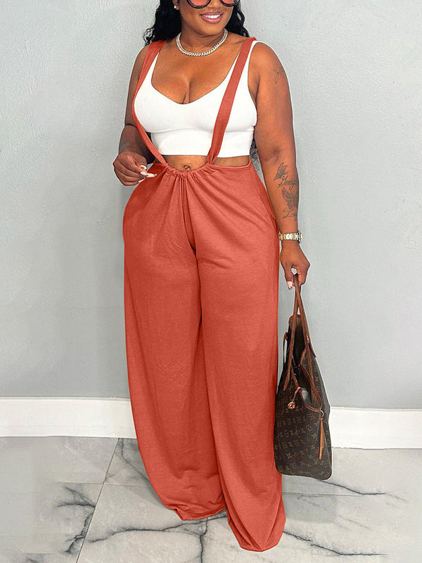 Long Strap Wide Leg Overalls