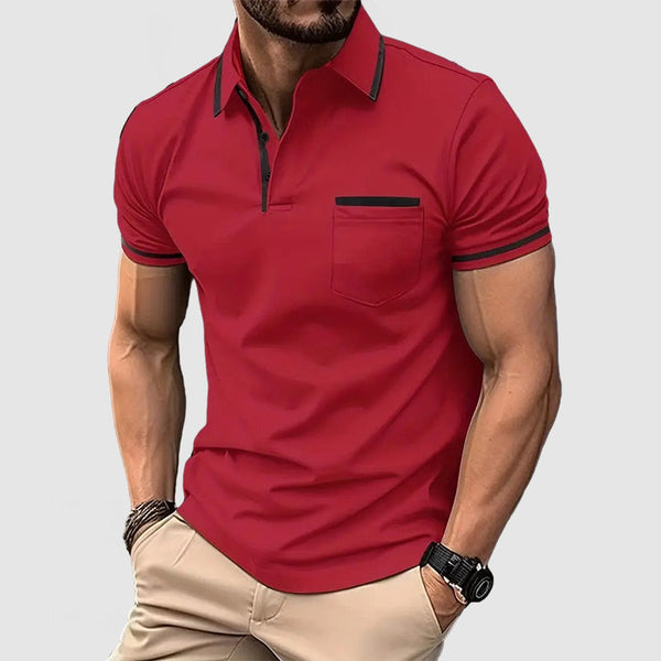 Men's Casual Cotton Colorblock Polo Shirt