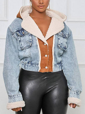 Hoodie Denim Faux Fur Jacket