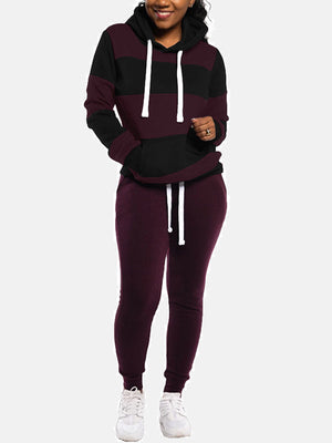 Striped Kangaroo Pocket Hooded & Pants Set