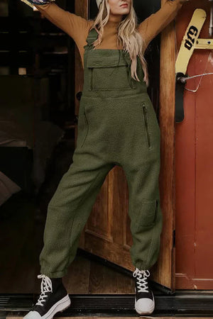 Polar Fleece Sleeveless Baggy Overalls