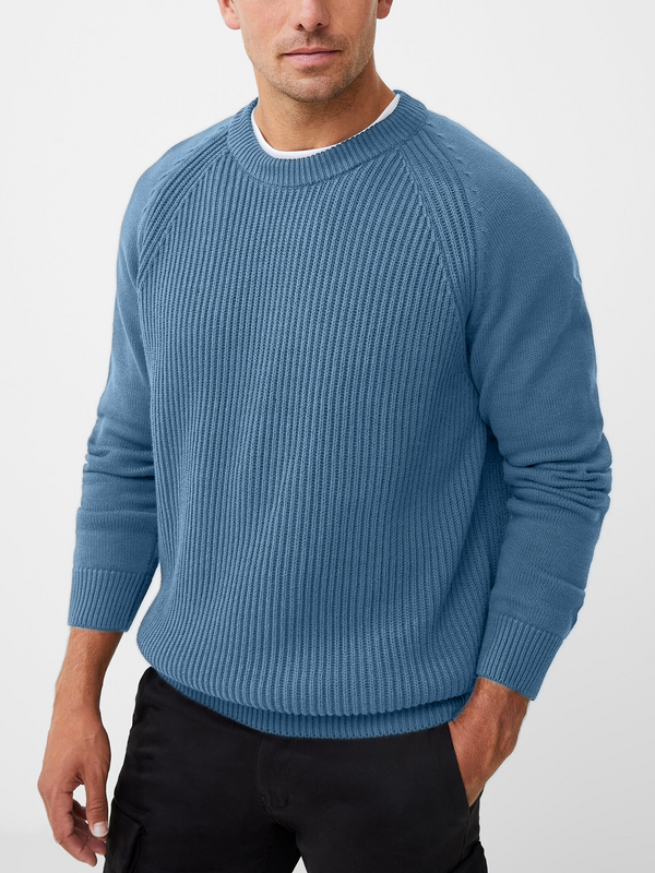 Gentleman's Basic Crew Neck Vertical Stripe Sweater