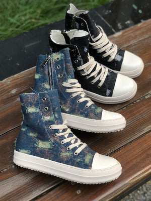 Denim High-Top Sneakers