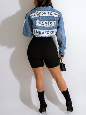 Letter Print Denim Jacket