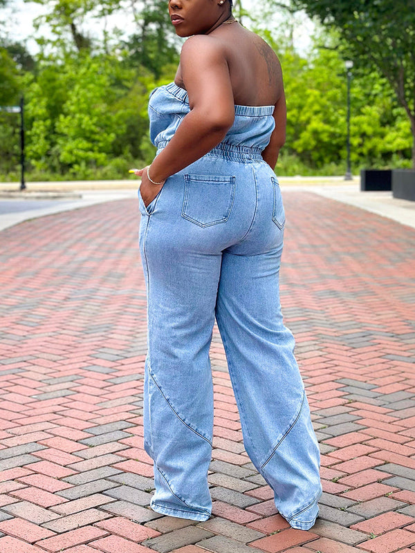 Tube Denim Jumpsuit