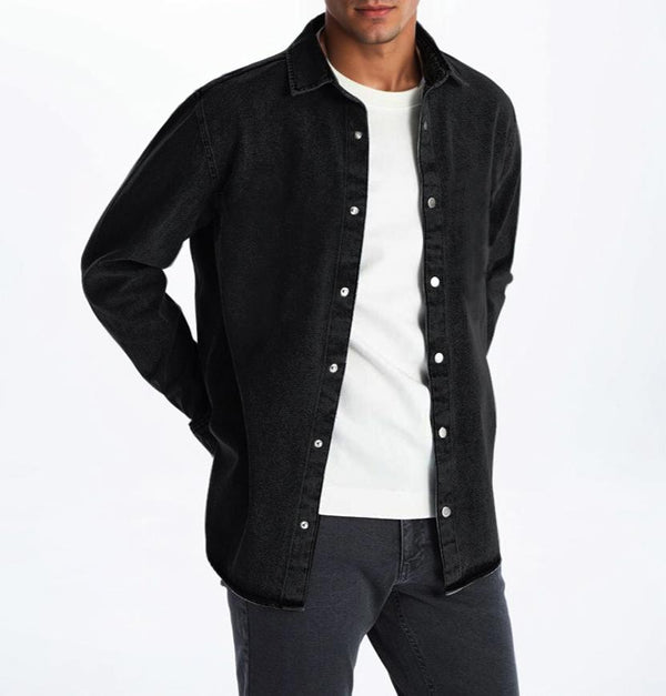 Men's Fit Long Sleeve Jean Shirt