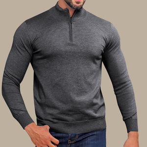 Men's Half-Zip Cotton Sweater