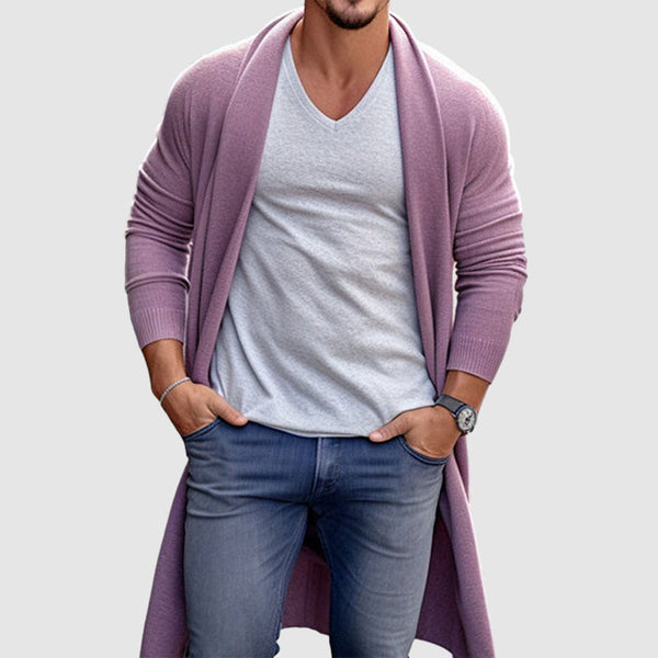 Men's knitted long cardigan