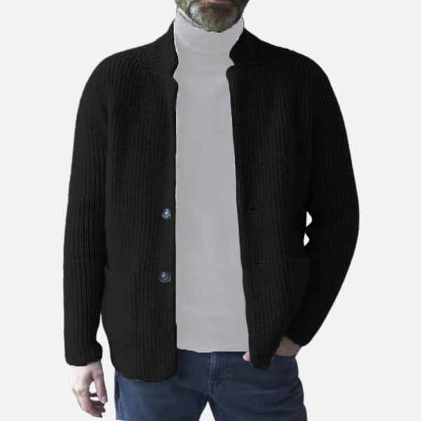 Men's Casual Lapel Long Sleeve Knit Jacket