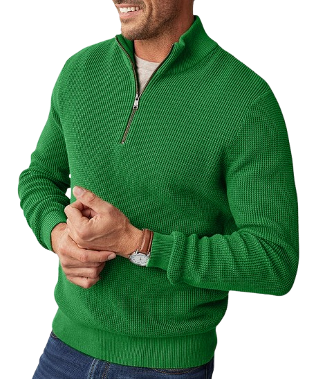 Gentleman's Waffle Half-Zip Knit Sweater