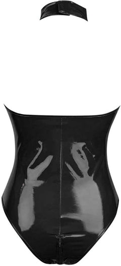 YM & Dancer C156 Lingerie for Women, Sexy Lingerie For Women Plus Tight PVC Leather Zipper Mesh See Through Teddy Babydoll Bodysuit