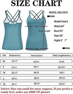 YM & Dancer C55 Yoga Tops for Women with Built-in Shelf Bra, Cross-Back Straps - Workout Tank Tops for Active Women