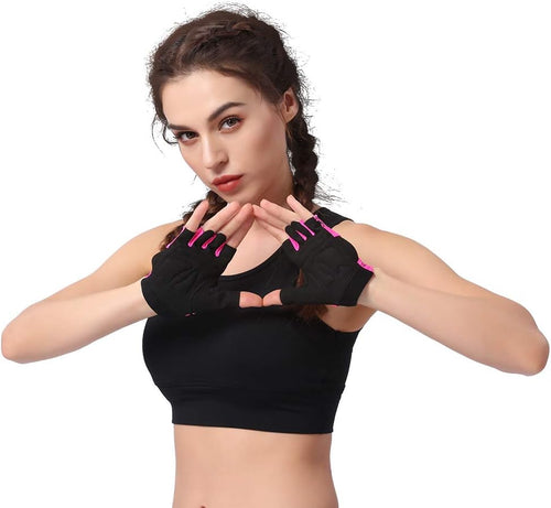 YM & Dancer P85 Woman Half Finger Girl Short Fingerless Gloves for Indoor Yoga Gym Fitness Body Building Training Outdoor Cycling Motorcycle Skate Skateboard Roller Skating Running Exercise