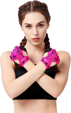 YM & Dancer P85 Woman Half Finger Girl Short Fingerless Gloves for Indoor Yoga Gym Fitness Body Building Training Outdoor Cycling Motorcycle Skate Skateboard Roller Skating Running Exercise