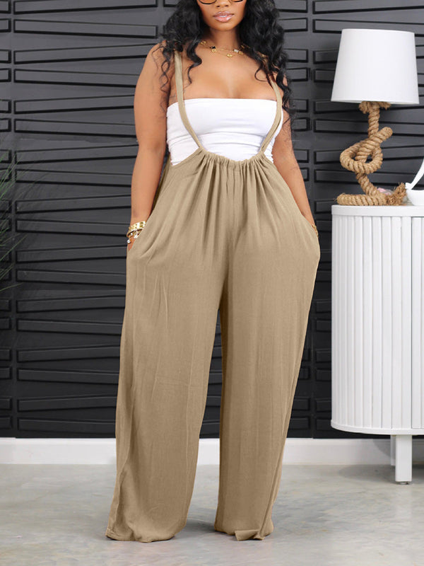 Long Strap Wide Leg Overalls