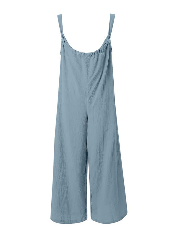 Sleeveless Wide Leg Overalls