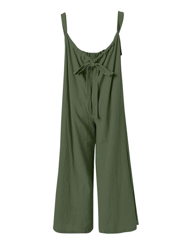 Sleeveless Wide Leg Overalls