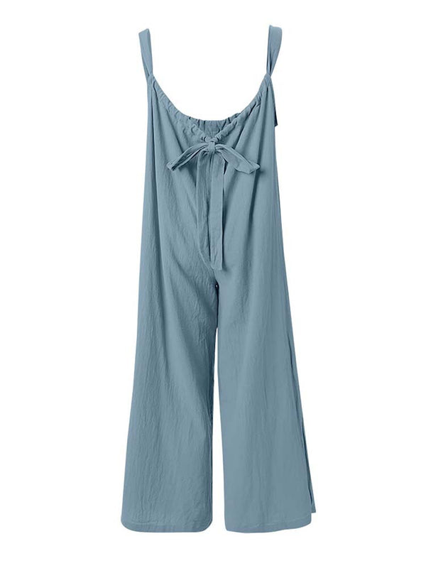 Sleeveless Wide Leg Overalls