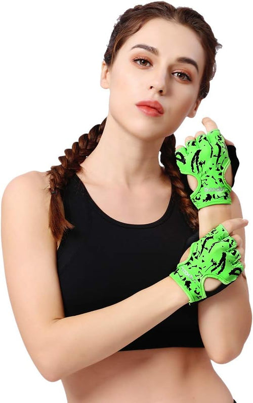 YM & Dancer P85 Woman Half Finger Girl Short Fingerless Gloves for Indoor Yoga Gym Fitness Body Building Training Outdoor Cycling Motorcycle Skate Skateboard Roller Skating Running Exercise