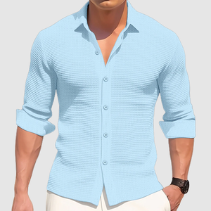 Men's top autumn men's long sleeve shirt solid color lapel shirt