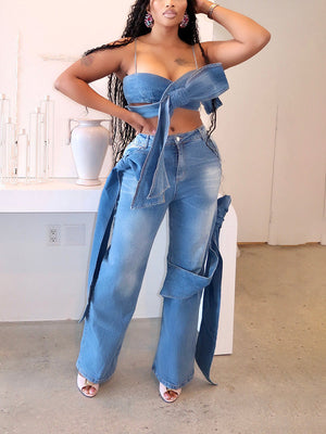 Big Bow Denim Top & Jeans