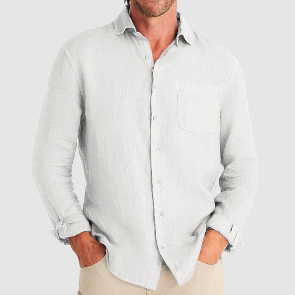 Gentleman Simple Temperament Cotton Linen Shirt