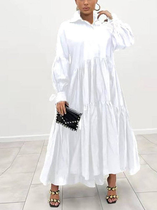 Loose Solid Long Shirt Dress