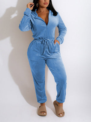 Velvet Casual Jogger Jumpsuit