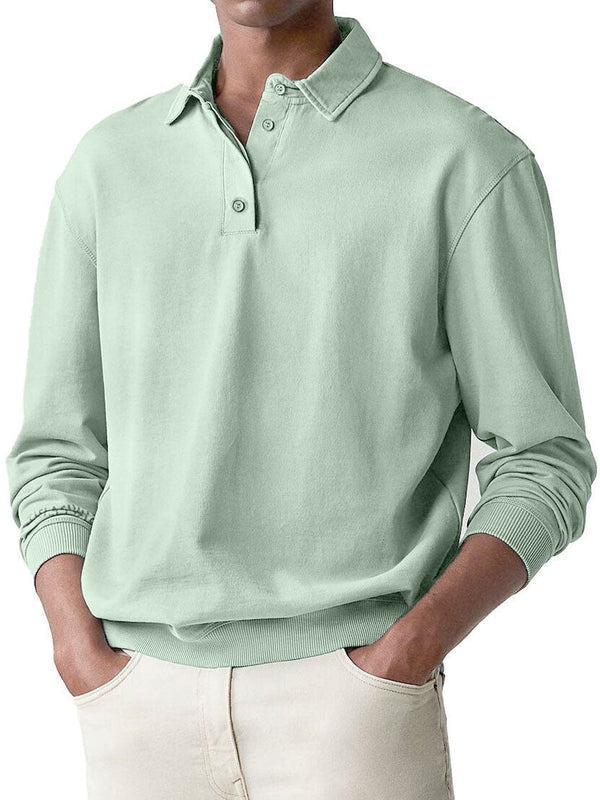 Men's Retro Long Sleeve Lapel Polo Shirt