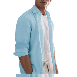 Men's Cotton Linen Casual Long Sleeve Shirt