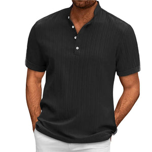 Mens Textured Short Sleeve Henley Shirt