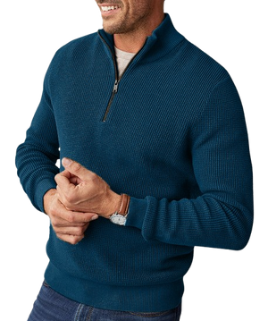 Gentleman's Waffle Half-Zip Knit Sweater