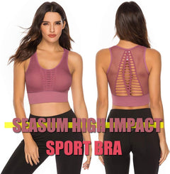 YM & Dancer C40 Women's Longline Sport Bra Seamless Yoga Crop Top Medium-Low Support Workout Bra