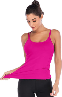 YM & Dancer C55 Yoga Tops for Women with Built-in Shelf Bra, Cross-Back Straps - Workout Tank Tops for Active Women