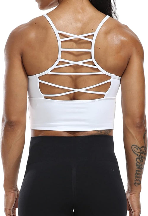 YM & Dancer C40 Women's Longline Sport Bra Seamless Yoga Crop Top Medium-Low Support Workout Bra