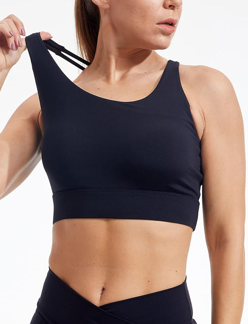 YM & Dancer C40 Women's Longline Sport Bra Seamless Yoga Crop Top Medium-Low Support Workout Bra