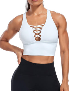 YM & Dancer C40 Women's Longline Sport Bra Seamless Yoga Crop Top Medium-Low Support Workout Bra