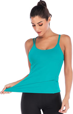 YM & Dancer C55 Yoga Tops for Women with Built-in Shelf Bra, Cross-Back Straps - Workout Tank Tops for Active Women